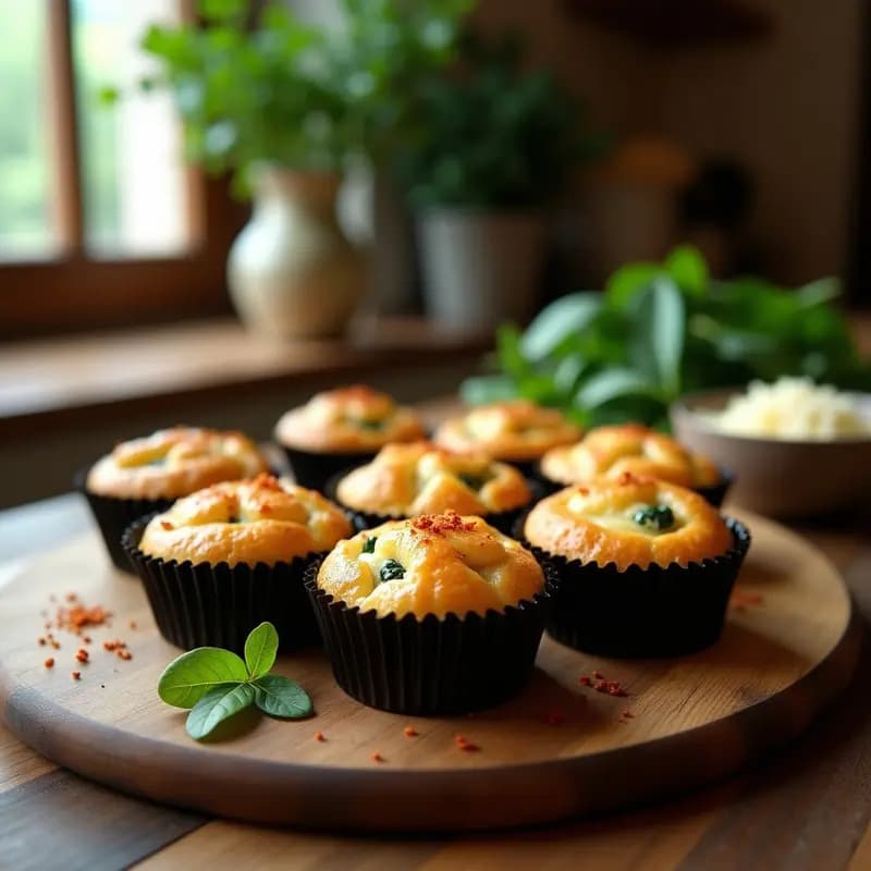 Cupcakes Salados de Masa de Coliflor con Relleno de Queso de Castaña y espinacas: Receta Sin Gluten