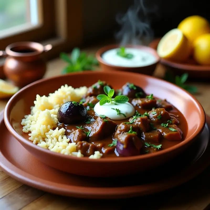 Curry de Cordero con Berenjenas y Yogur de Menta: Receta Pakistani Lenta y Aromática