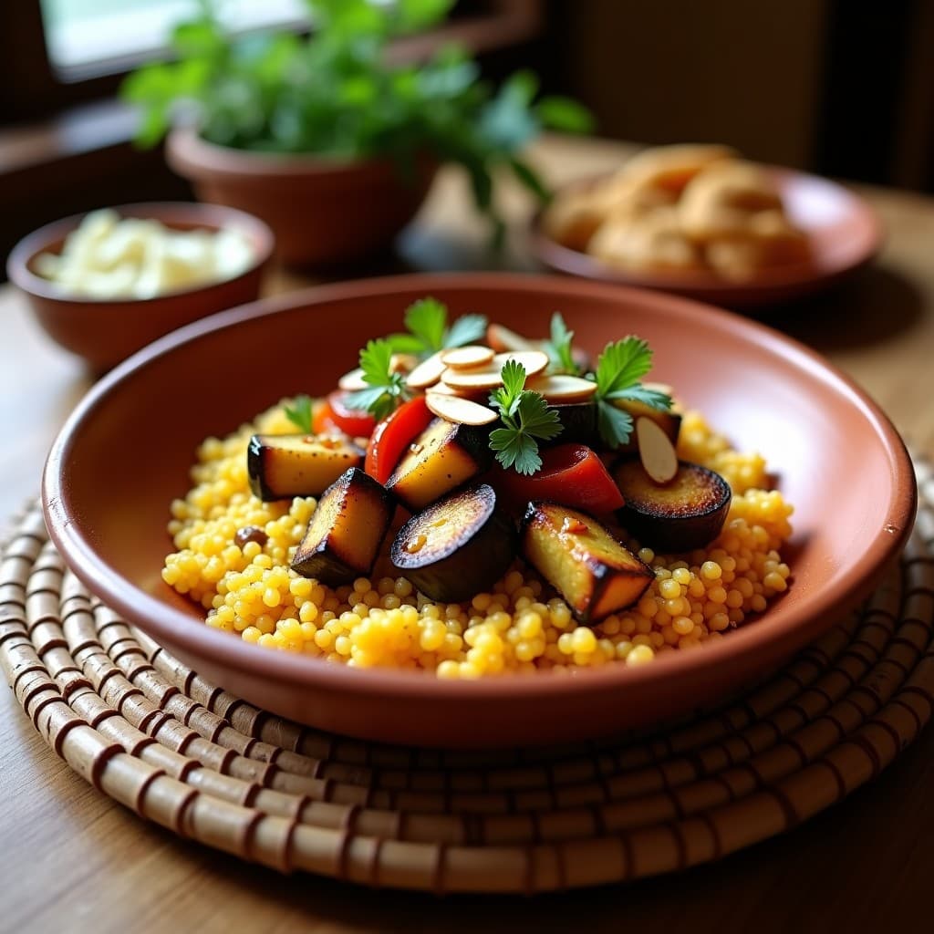 Cuscús de Almendra con Verduras Asadas y Ras el Hanout: Receta Marroquí Keto Sin Gluten