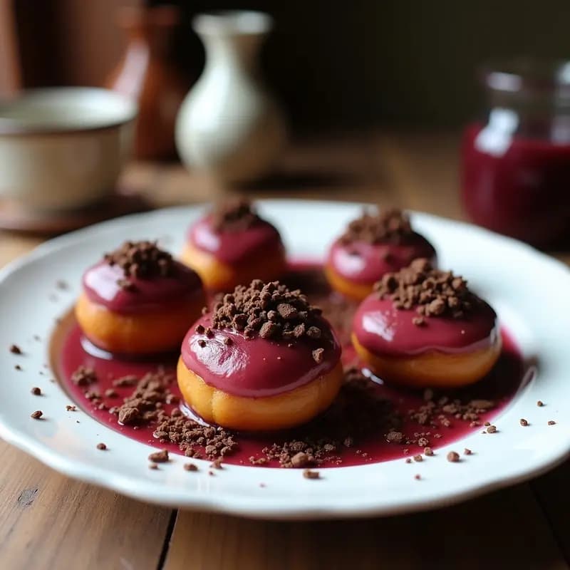Donas de Batata Morada y Cacao: Postre Peruano Sin Azúcar con Glaseado de Stevia