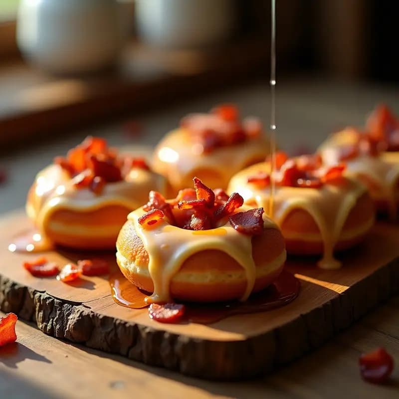 Donuts de Bacon y Arce con Glaseado de Queso Azul: Desayuno Salado-Dulce para Valientes