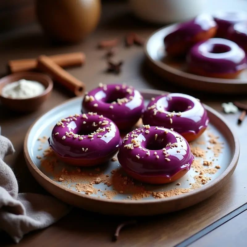 Donuts de Batata Morada y Especias con Glaseado de Tanini: Postre Peruano en Airfryer