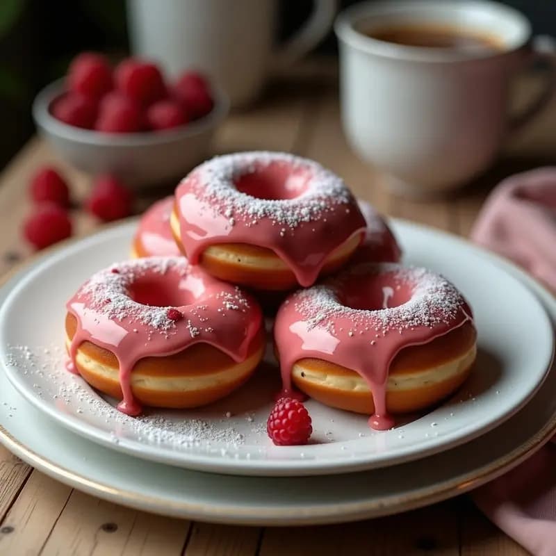 Donuts Rellenos de Crema de Chocolate y Bañados en Glaseado Rosa: Postre Ultradulce y Colorido