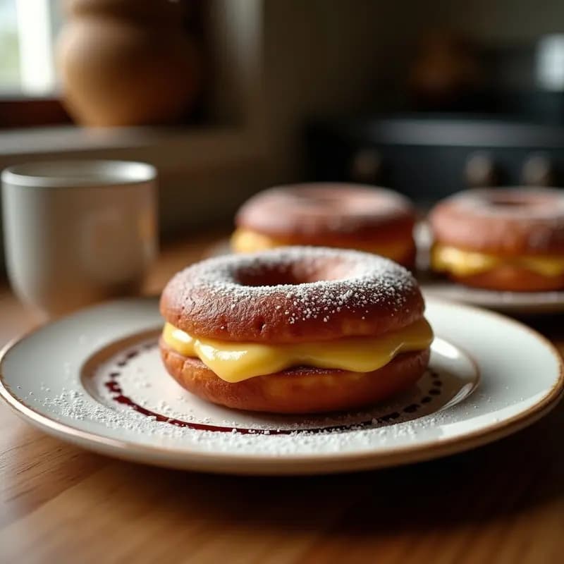 Donuts Rellenos de Dulce de Leche y Cubiertos con Chocolate Negro: Desayuno que Parece Postre