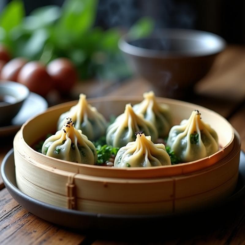 Dumplings de Col Rizada y Hongos Shiitake al Vapor: Receta China Vegana y Baja en Calorías