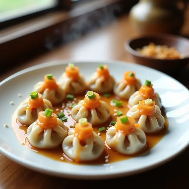 Dumplings Coreanos de Kimchi y Cerdo: Receta al Vapor con Salsa de Sésamo