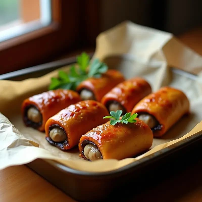 Embutido de Berenjena y Champiñones: Salchicha Vegana Española al Horno