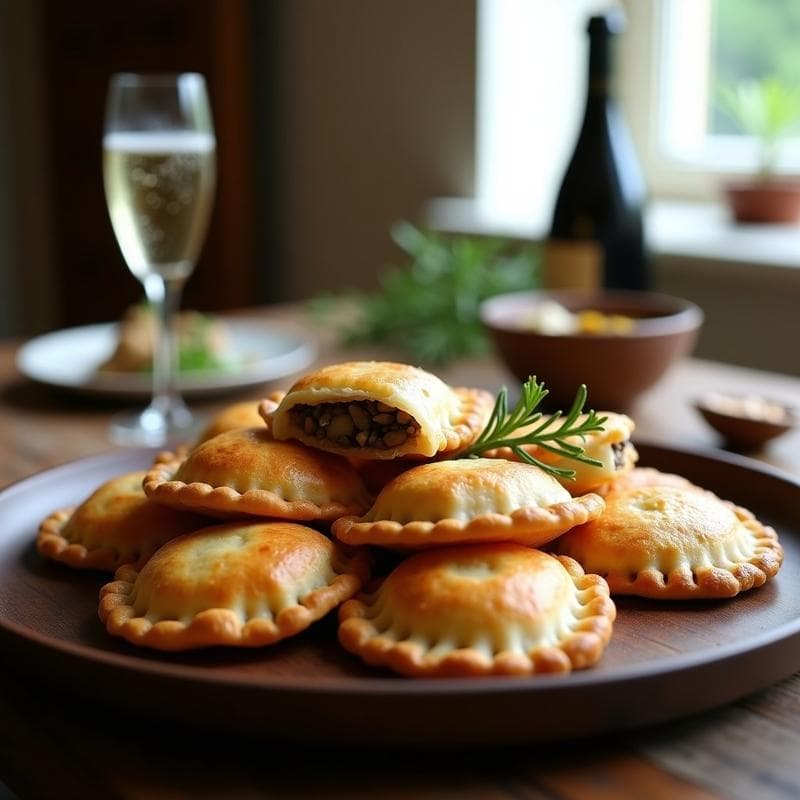 Empanadas de Harina de Arroz y Relleno de Champagne y Hongos: Receta Francesa en Airfryer