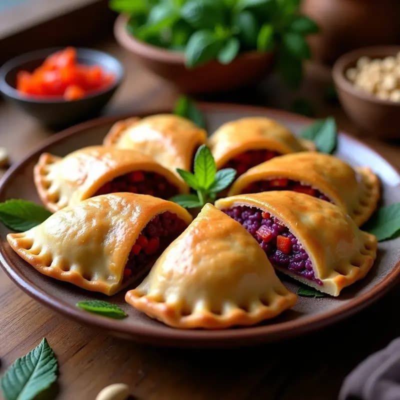 Empanadas de Maíz Morado y Queso de Anacardos: Receta Boliviana Vegana y Colorida
