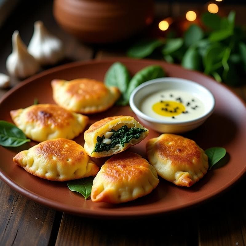 Empanadillas de Yuca y Espinacas con Salsa de Ajo Negro: Receta Colombiana Sin Harina de Trigo