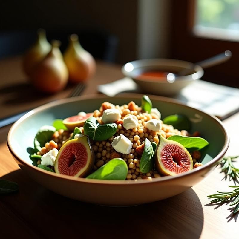 Ensalada de Farro con Higos Asados y Queso de Cabra: Receta Italiana de Otoño
