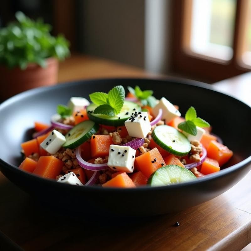 Ensalada de Kimchi y Queso Feta: Receta Coreana con Toque Griego en 10 Minutos
