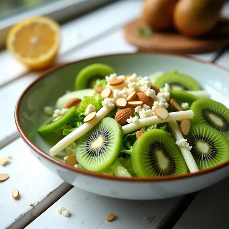 Ensalada de Kiwi Verde y Espárragos Blancos con Vinagreta de Vinagre de Manzana: Receta Alemana Fresca