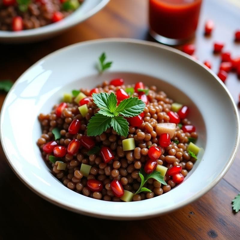 Ensalada de Lentejas y Granados con Vinagreta de Granada: Receta Iraní Alta en Antioxidantes