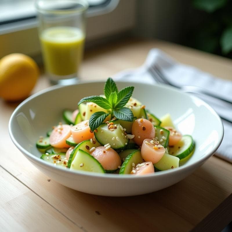Ensalada de Lichi y Pepino: Receta Fresca con Vinagreta de Lima y Menta en 10 Minutos