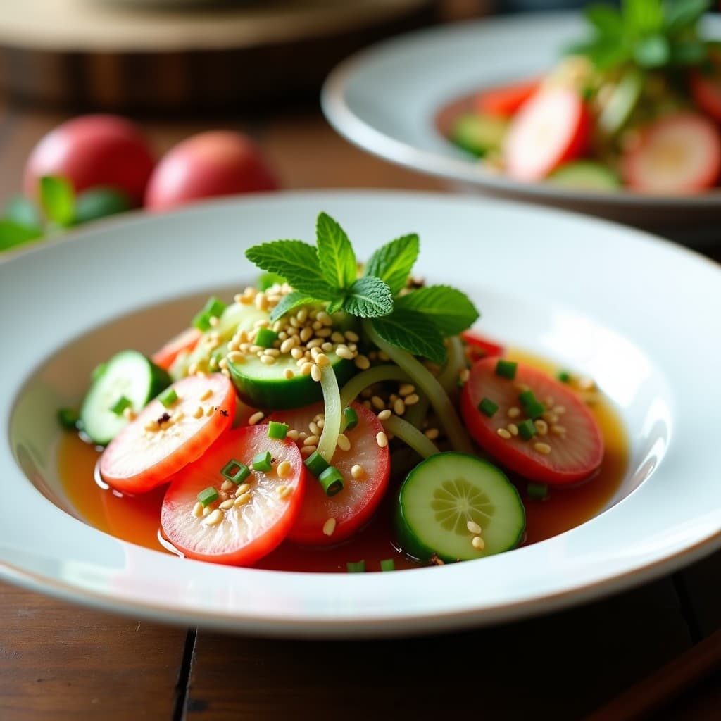 Ensalada de Lichi y Pepino con Vinagreta de Sésamo: Receta China Refrescante y Crudivegana