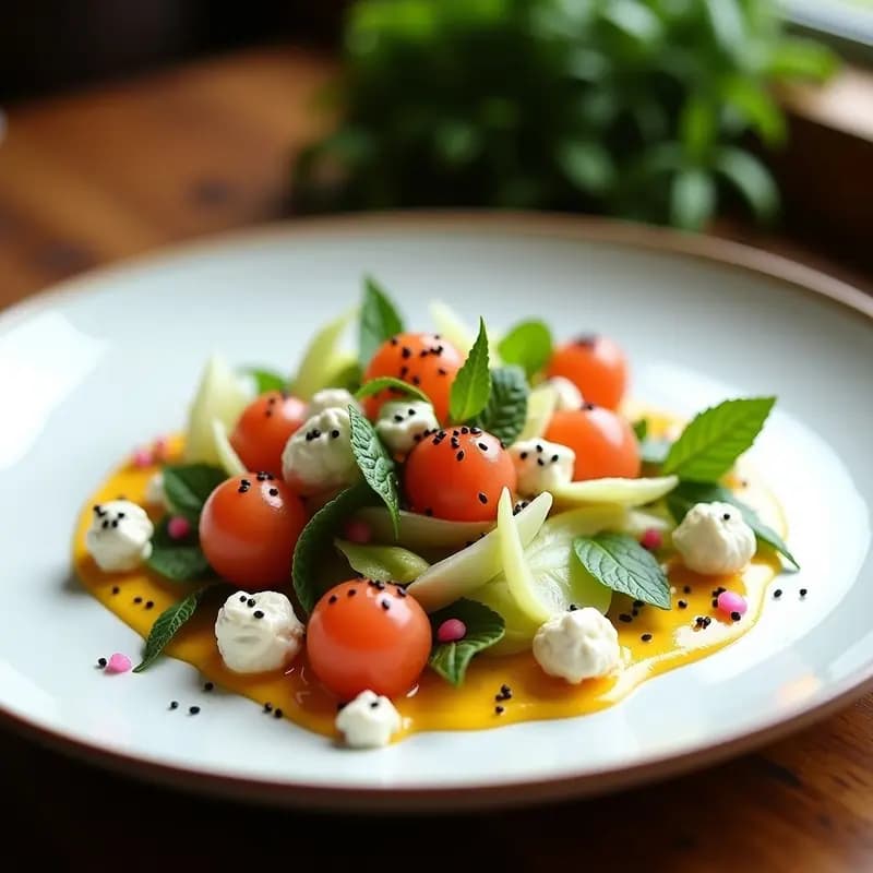 Ensalada de Litchi, Endivia y Queso de Buffer con Vinagreta de Tamarindo: Receta Vegana Gourmet