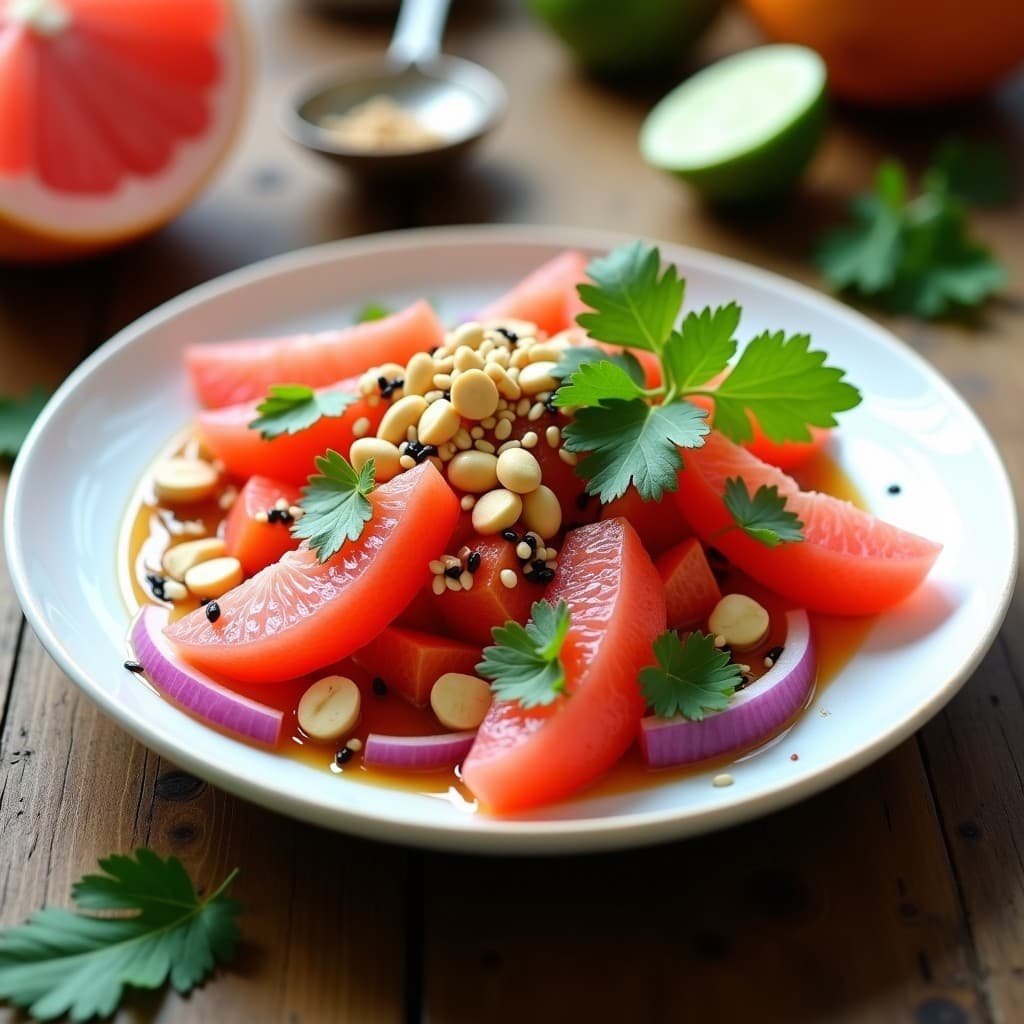 Ensalada de Makrut y Pomelo con Aderezo de Limón Kaffir: Receta Tailandesa Depurativa