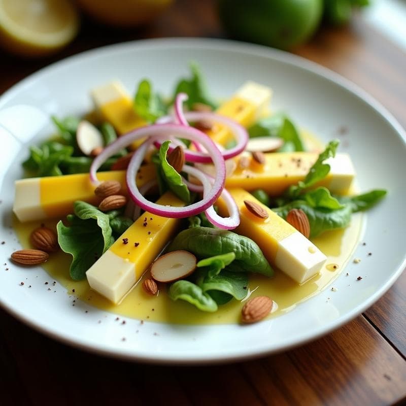 Ensalada de Mango Verde y Queso de Cabra con Aderezo de Vinagreta de Miel: Receta Alta en Proteína