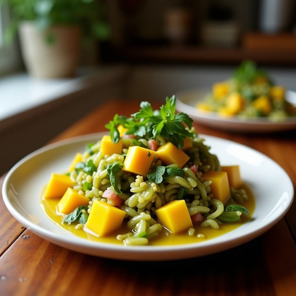Ensalada de Mango Verde y Zakuska con Vinagreta de Tamarindo: Receta Indo-Persa Fresca y Picante