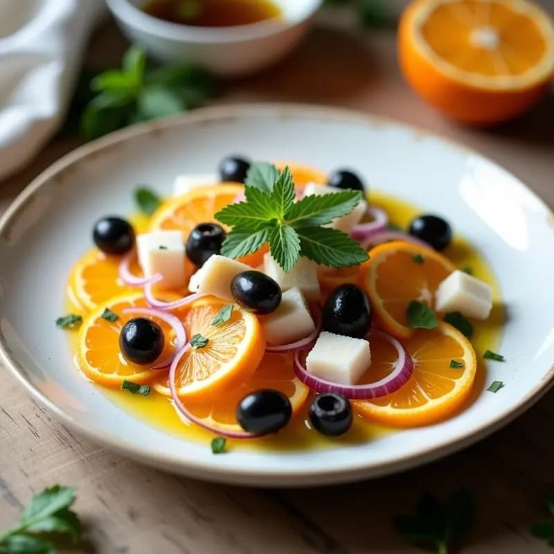 Ensalada de Naranja y Bacalao con Aceitunas y Cebolla: Plato Fresco de Invierno