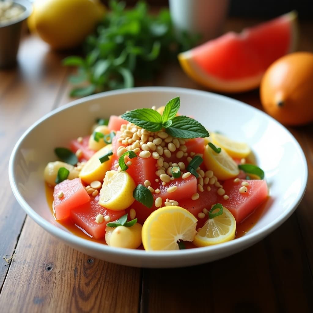 Ensalada de Palma de Corazón, Pomelo y Cacahuetes con Vinagreta de Limón y Jengibre: Receta Brasileña Keto