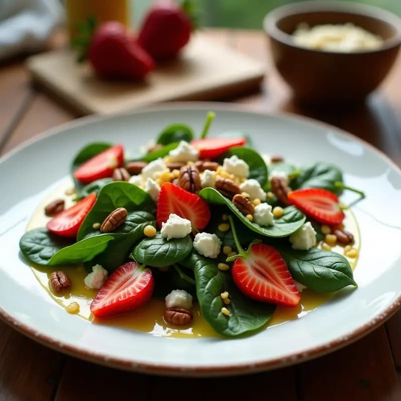 Ensalada Templada de Espinacas con Fresas y Queso de Cabra: Receta Rápida Alta en Hierro