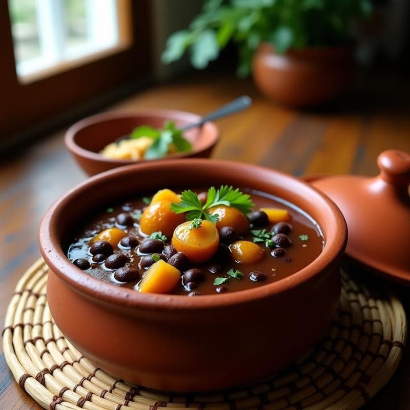 Estofado de Frijoles Negros y Plátano Macho: Receta Cubana Vegana en Olla Lenta con Toque Dulce