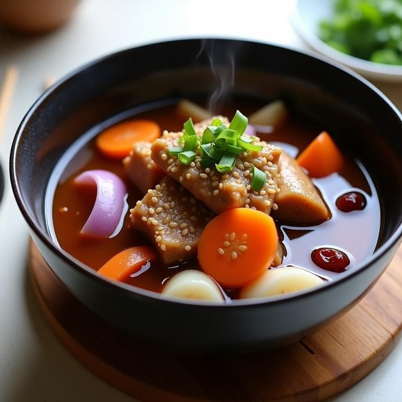 Estofado de Seitan con Ciruelas Umeboshi: Receta Japonesa Vegana en Olla Lenta