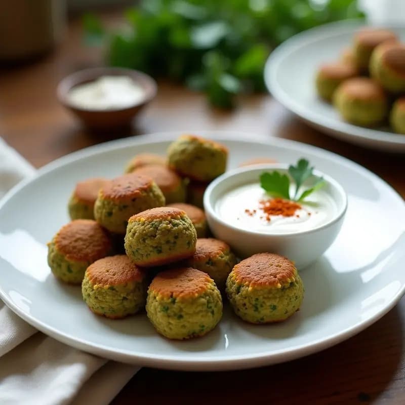 Falafel de Lentejas Verdes al Horno con Salsa de Yogur de Soja: Receta Mediterránea Sin Fritura