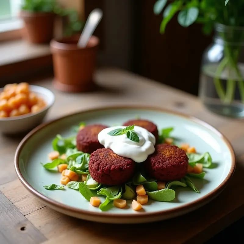 Falafel de Remolacha y Garbanzo con Salsa de Yogur de Coco: Receta Februa en Airfryer