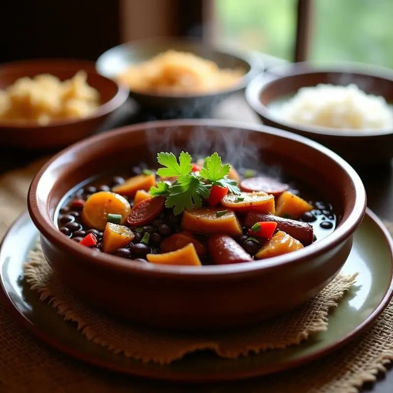 Fejoda Brasileña de Frijoles Negros y Plátano: Receta Tradicional en Olla Rápida