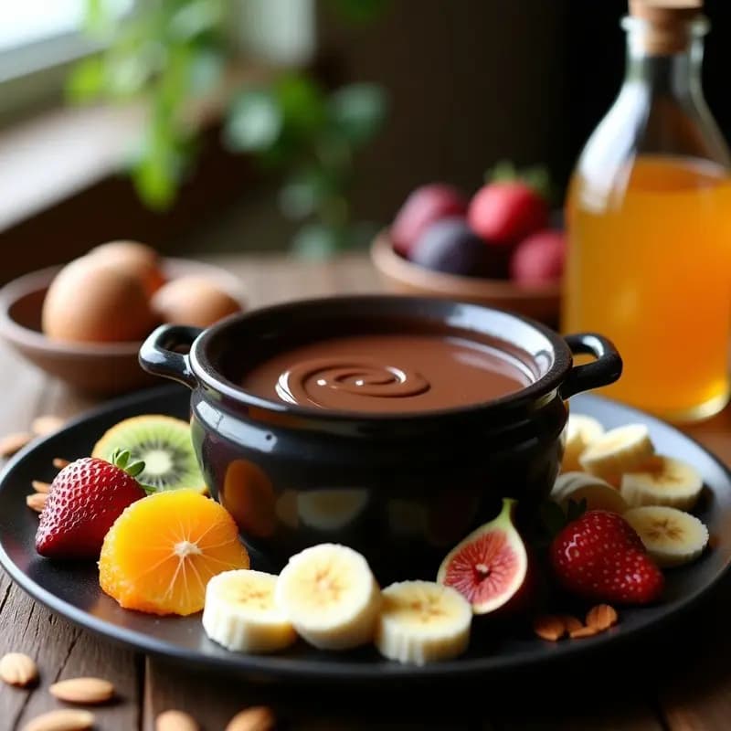 Fondue de Chocolate y Frutas con Licor de Naranja: Postre Suizo para Compartir