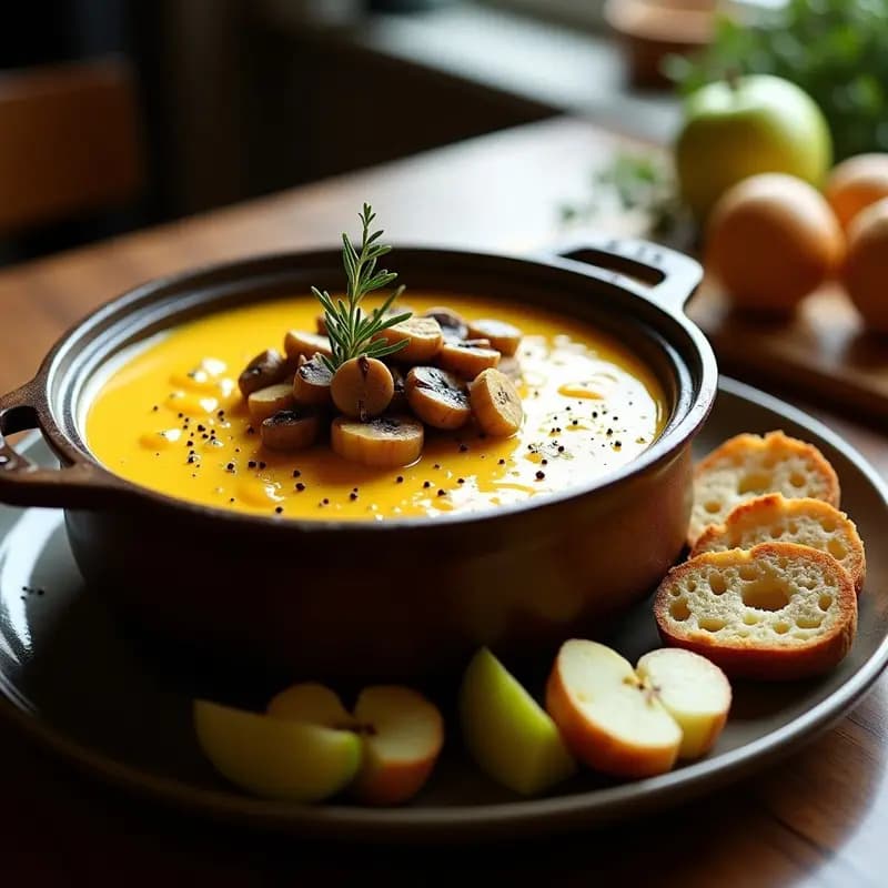 Fonduta de Queso raclette con Hongos Silvestres: Receta Suiza en Olla Lenta