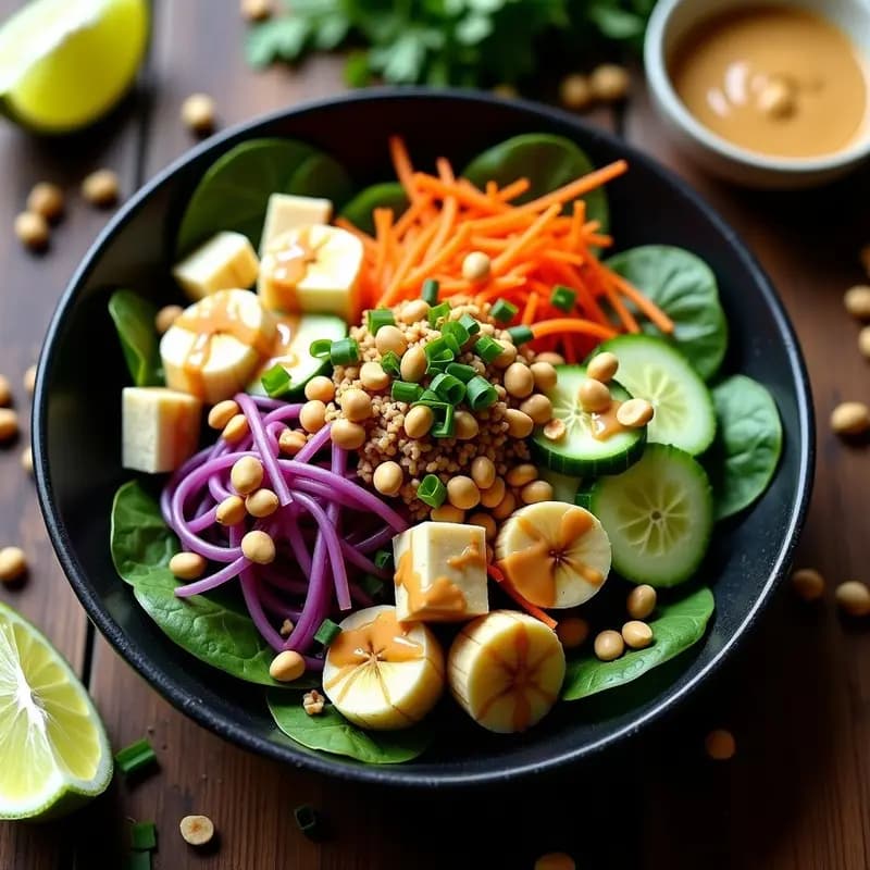 Balinés Gado-Gado con Aderezo de Cacahuete y Lima: Ensalada Indonesa Vegana
