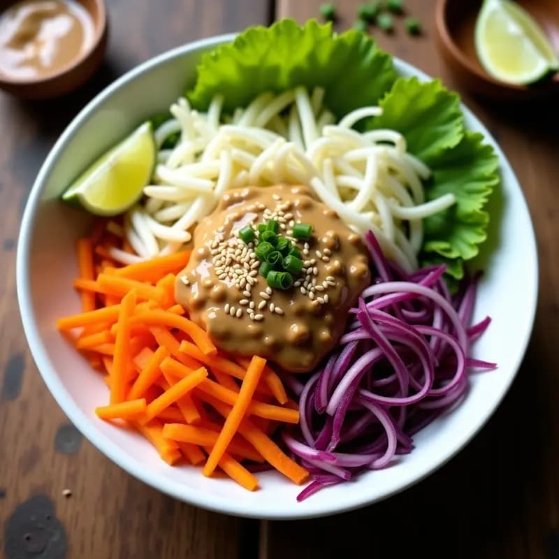 T Wartoh de Coliflor y Zanahoria con Salsa de Cacahuete: Ensalada Indonecia Crudivegana