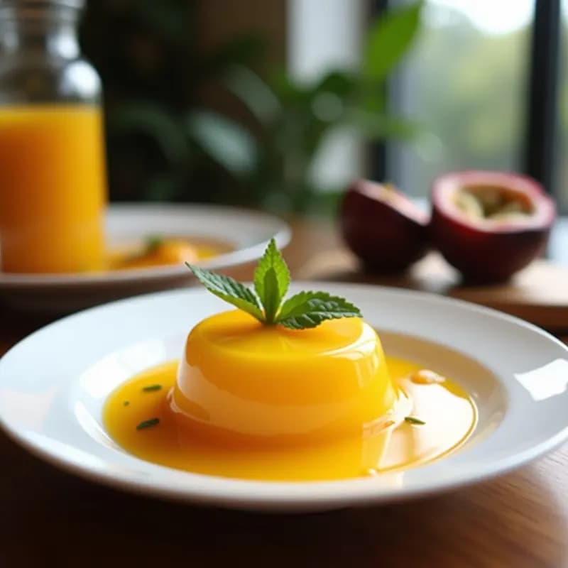Gelatina de Maracuyá y Coco con Hoja de Mentha: Postre Brasileño Sin Azúcar en 5 Ingredientes