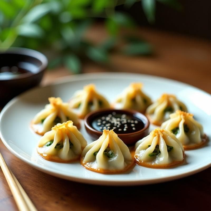 Gyoza Veganos de Shiitake y Col Rizada: Receta Japonesa al Vapor con Salsa Umami Casera