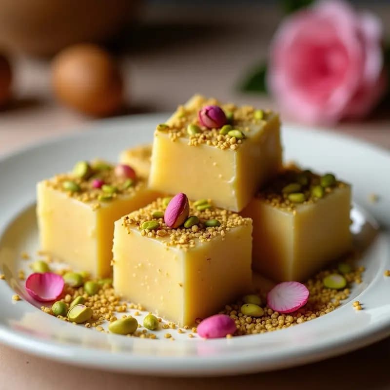 Halva de Sémola con Pistacho y Rosa: Postre Griega y Turco Sin Azúcar