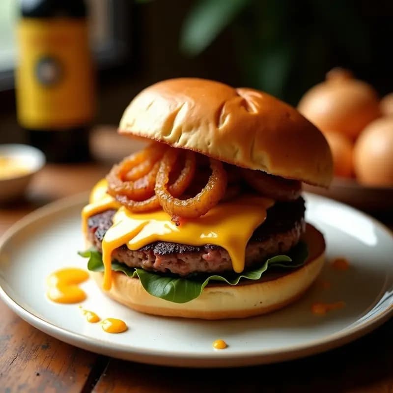 Hamburguesa de Chorizo y Queso Manchego con Cebolla Caramelizada: el Toque Español al Cheat Meal