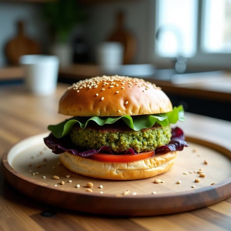 Hamburguesas de Espirulina y Quinoa con Pan de Almendra: Receta Vegana y Keto en 25 Minutos