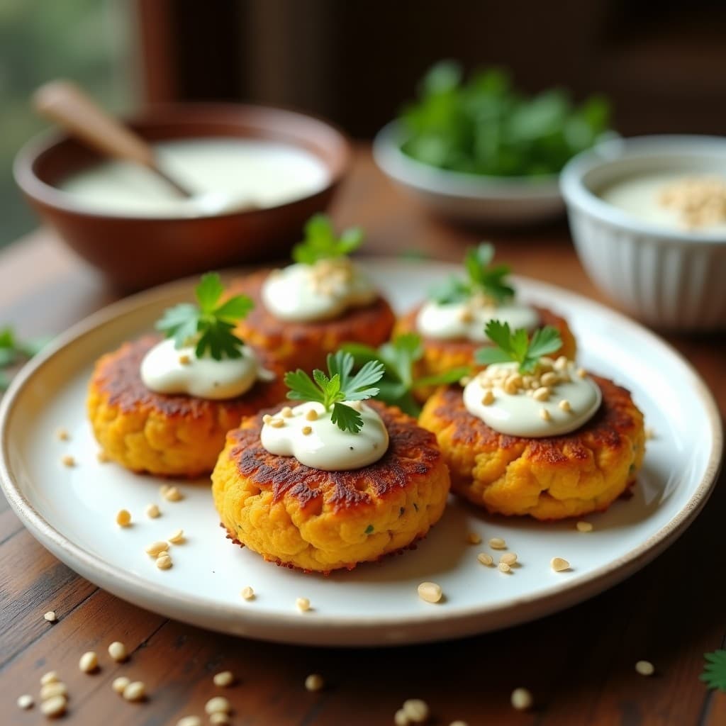 Hamburguesas de Garbanzos y Calabaza con Salsa de Yogur Vegano: Receta Sin Gluten