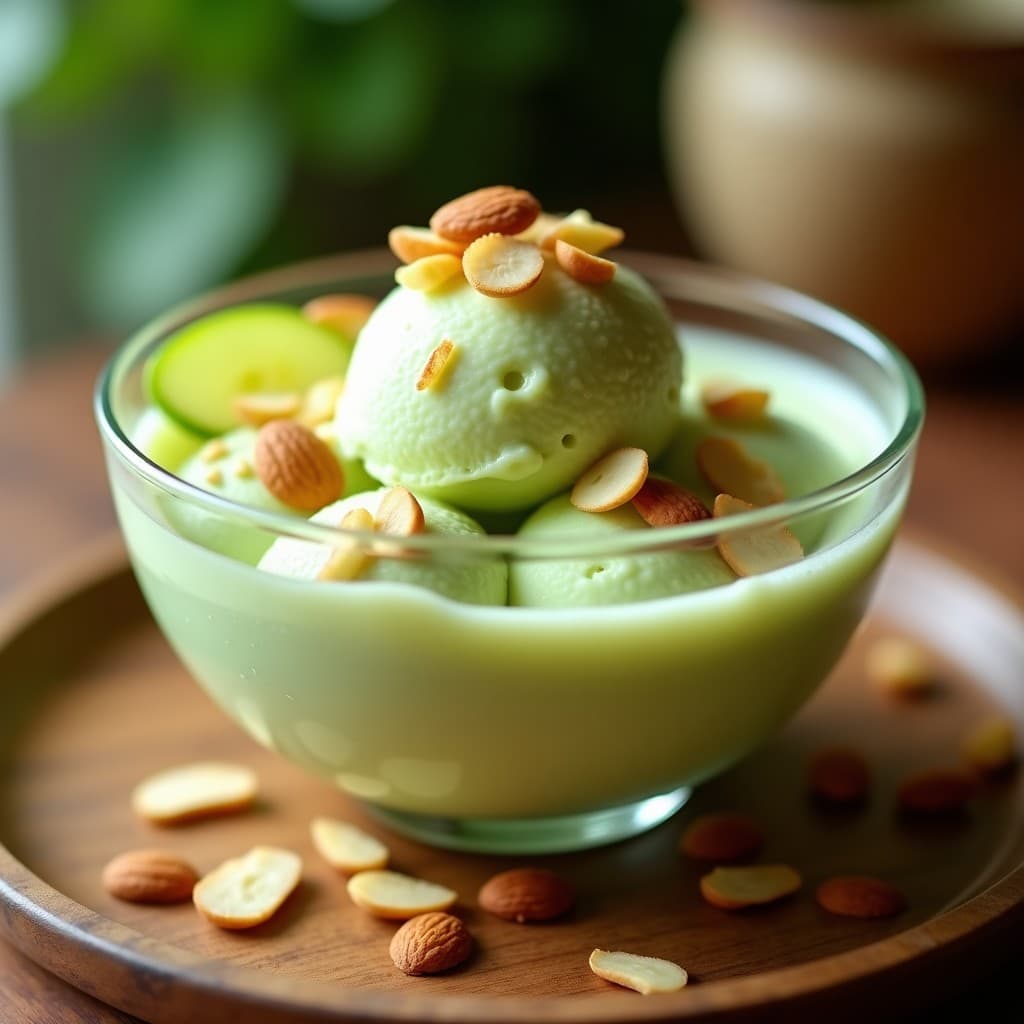 Helado de Apio y Manzana Verde con Crujiente de Almendras: Postre Desintoxicante Sin Azúcar