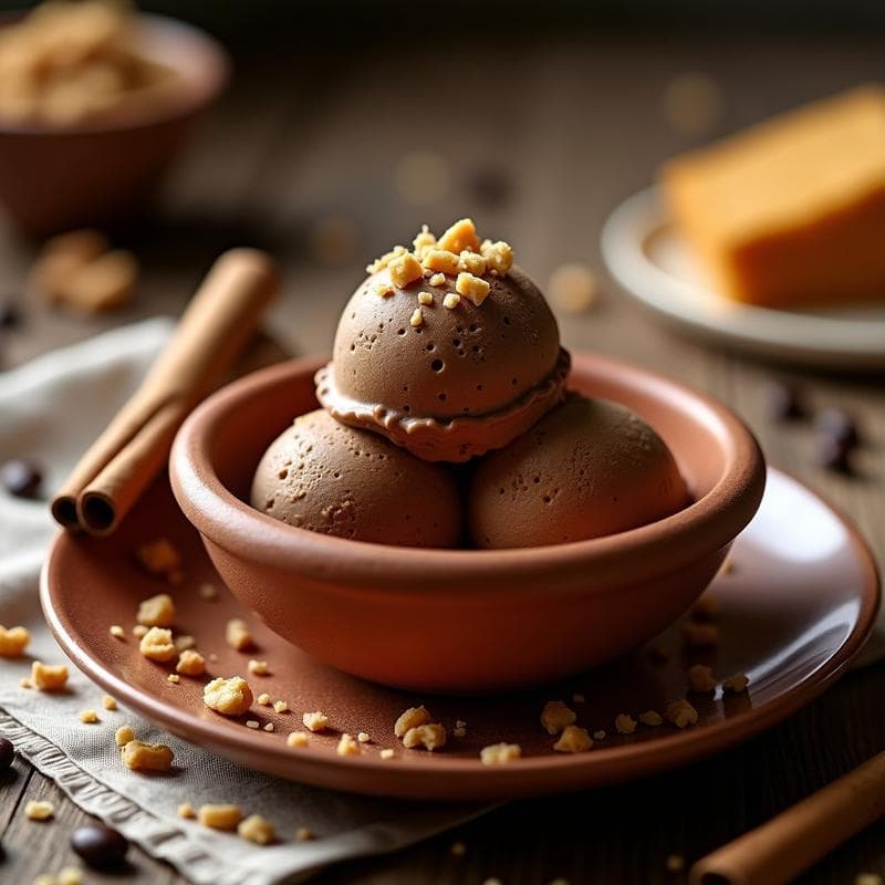 Helado de Cafés Especiados y Trozos de Panela: Postre Colombiano Sin Lácteos