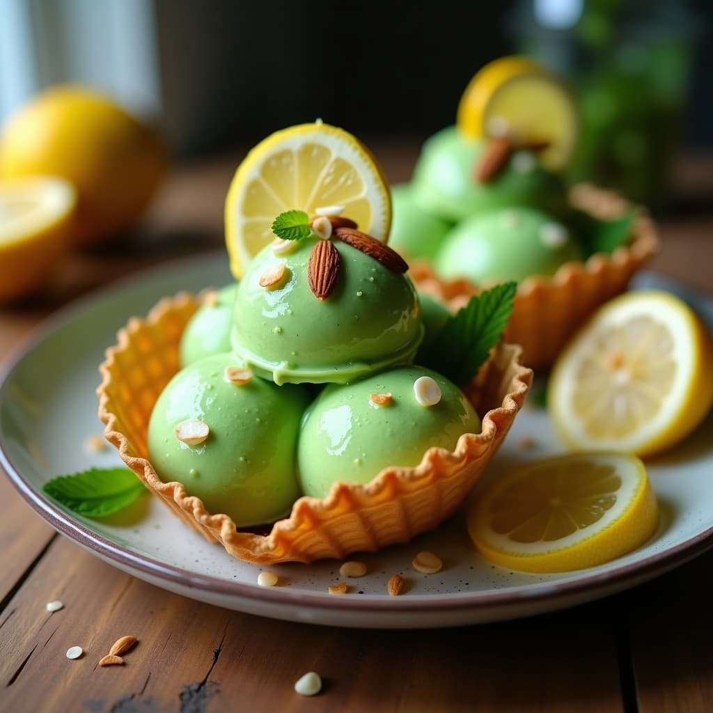 Helado de Alga Espirulina y Limón: Postre Vegano Sin Azúcar con Superalimentos