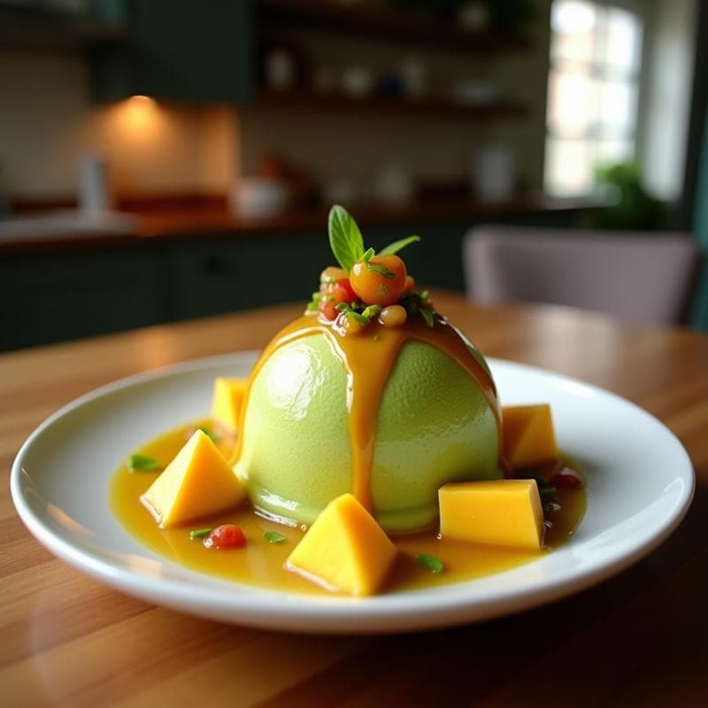 Helado de Matcha y Mango con Salsa de Tamarindo: Postre Tailandés Sin Lácteos