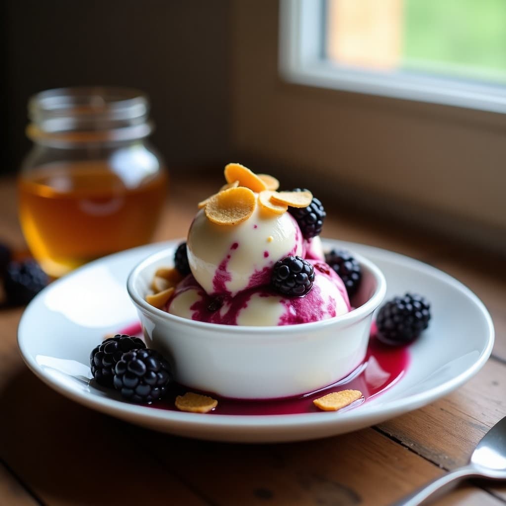 Helado de Yogur de Cabra y Miel con Newki (Bayas Andinas): Postre Chileno Probiótico y Sin Lactosa