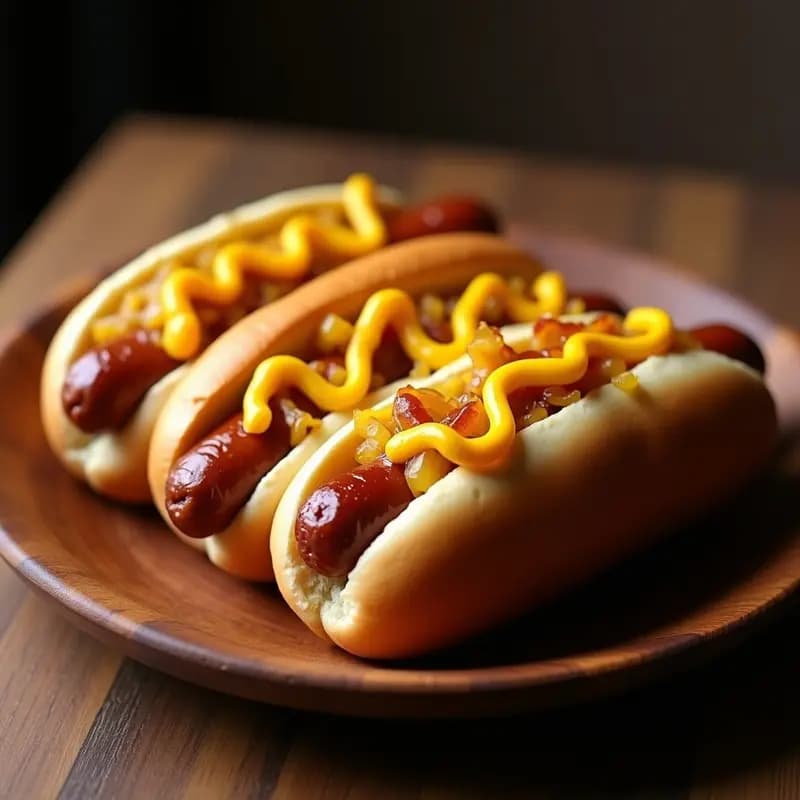 Hot Dogs de Salchicha Bratwurst con Chucrut, Mostaza Dulce y Queso Emirates: Sabores Alemanes en un Clásico