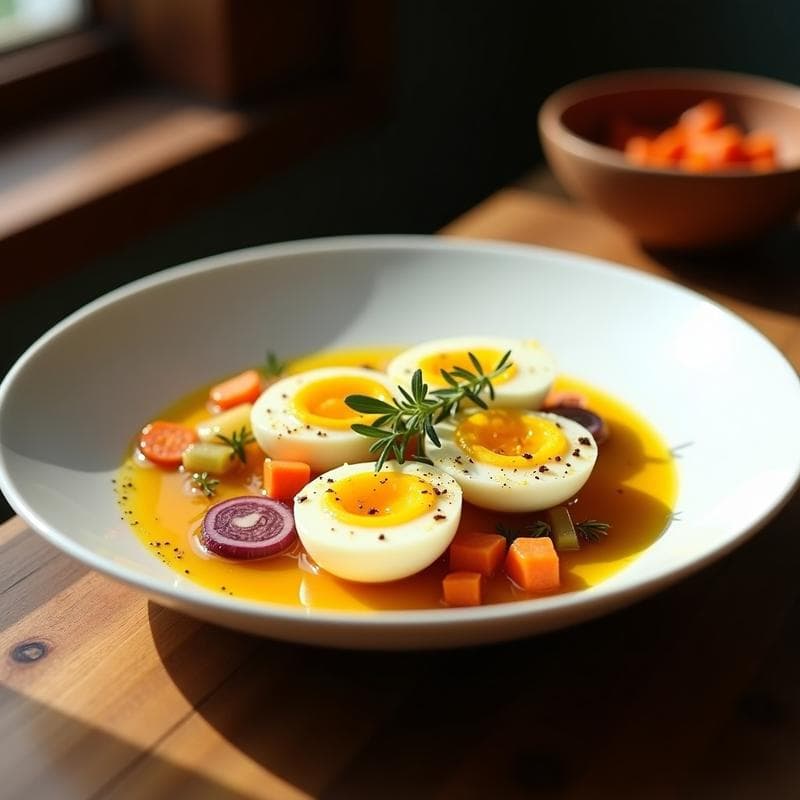 Huevos Escabechados con Cúrcuma y Ajo Negro: Receta en Olla Lenta con Toque Moderno