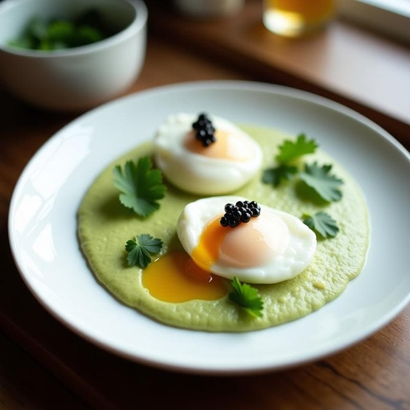 Huevos Pochados con Espuma de Aguacate y Caviar de Limo: Desayuno Colombiano de Autor en 15 Minutos